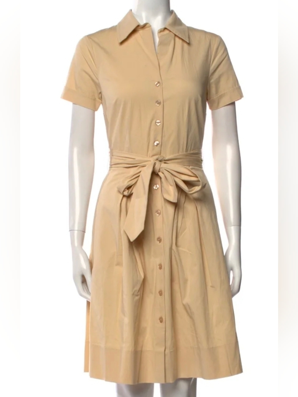Frances Valentine Tan Isla Shirtdress XS Minimalist Quiet Luxury Old Money Prepp